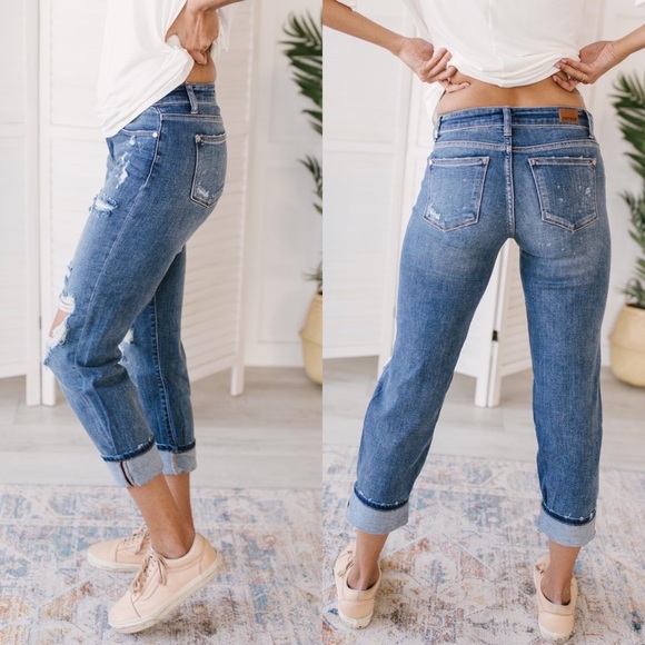 Judy Blue Destroyed Boyfriend Jeans - Picture 3 of 14